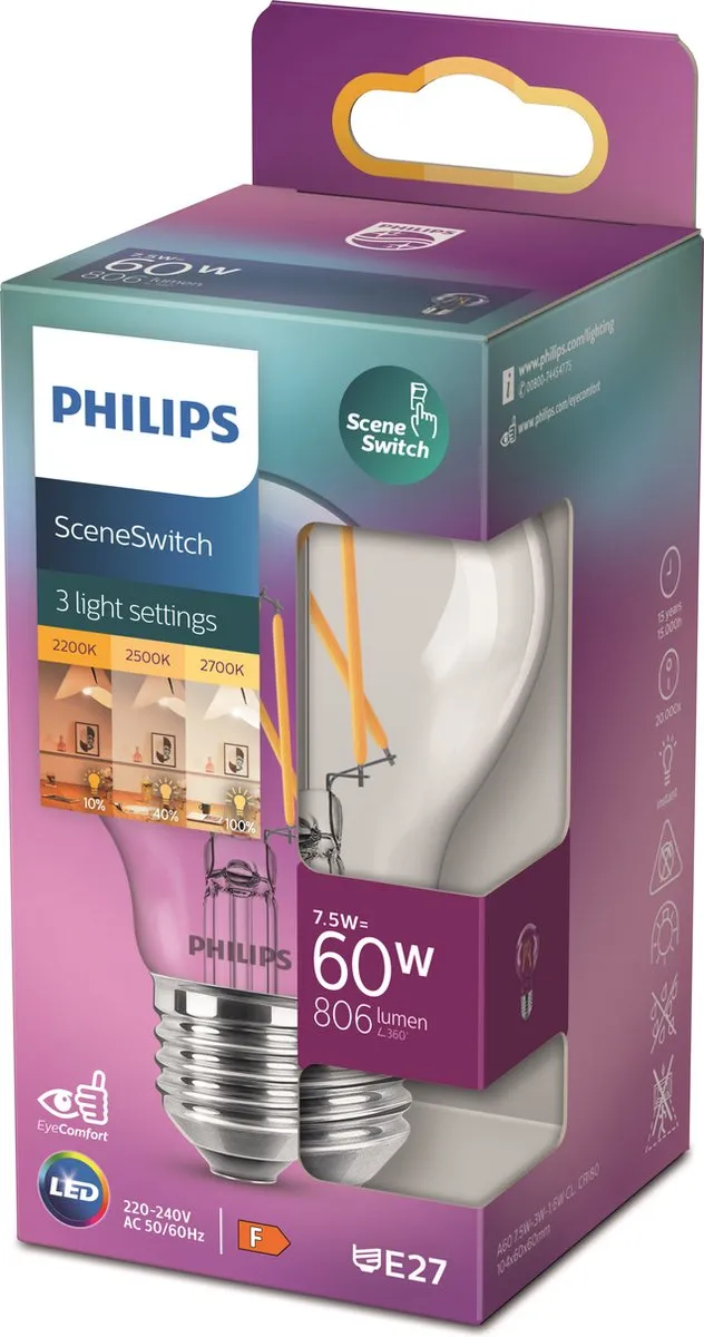 Philips LED SceneSwitch E27 Lamp 2700K