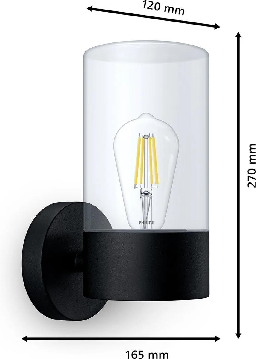 Philips Flareon Wandlamp E27 - Zwart