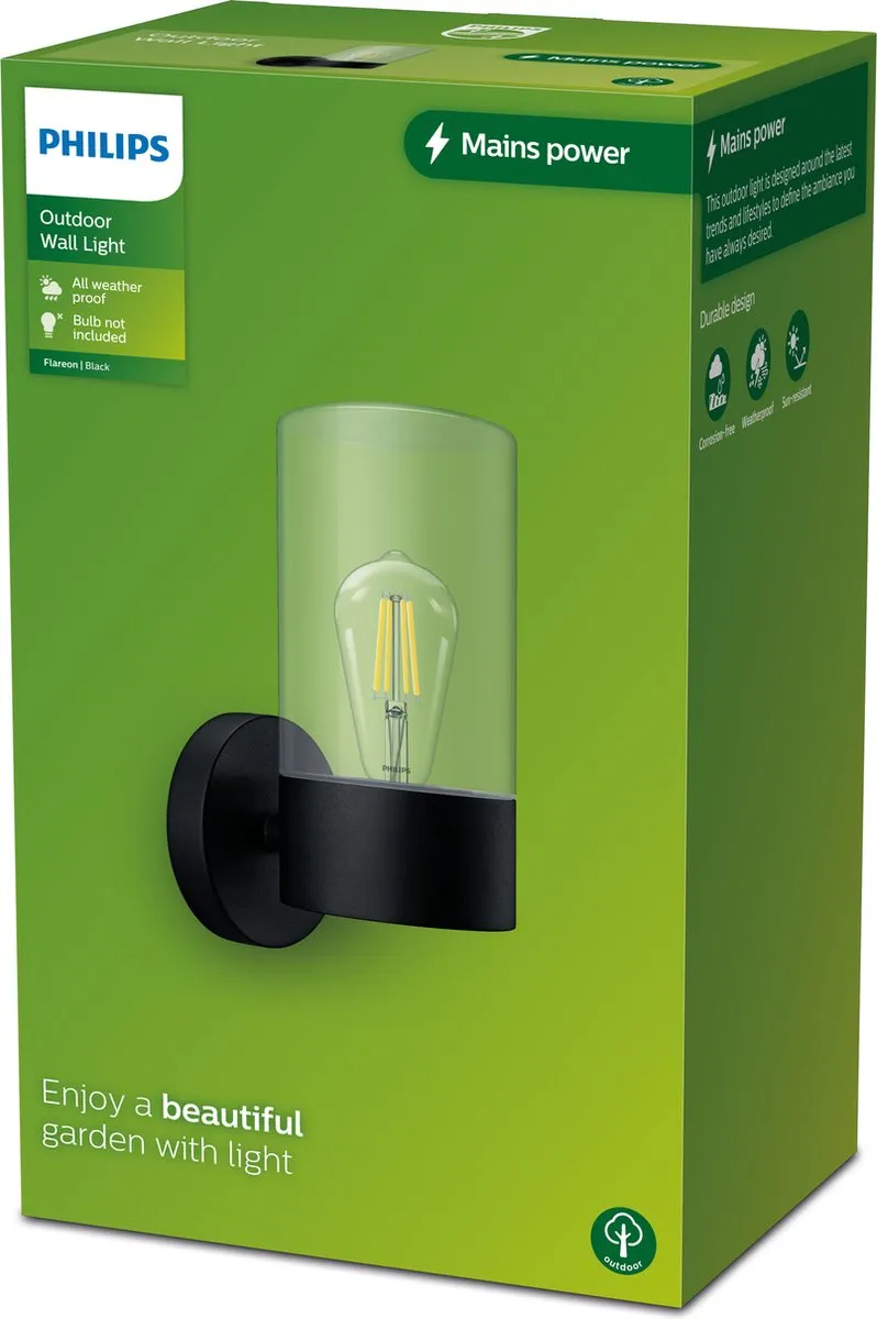 Philips Flareon Wandlamp E27 - Zwart