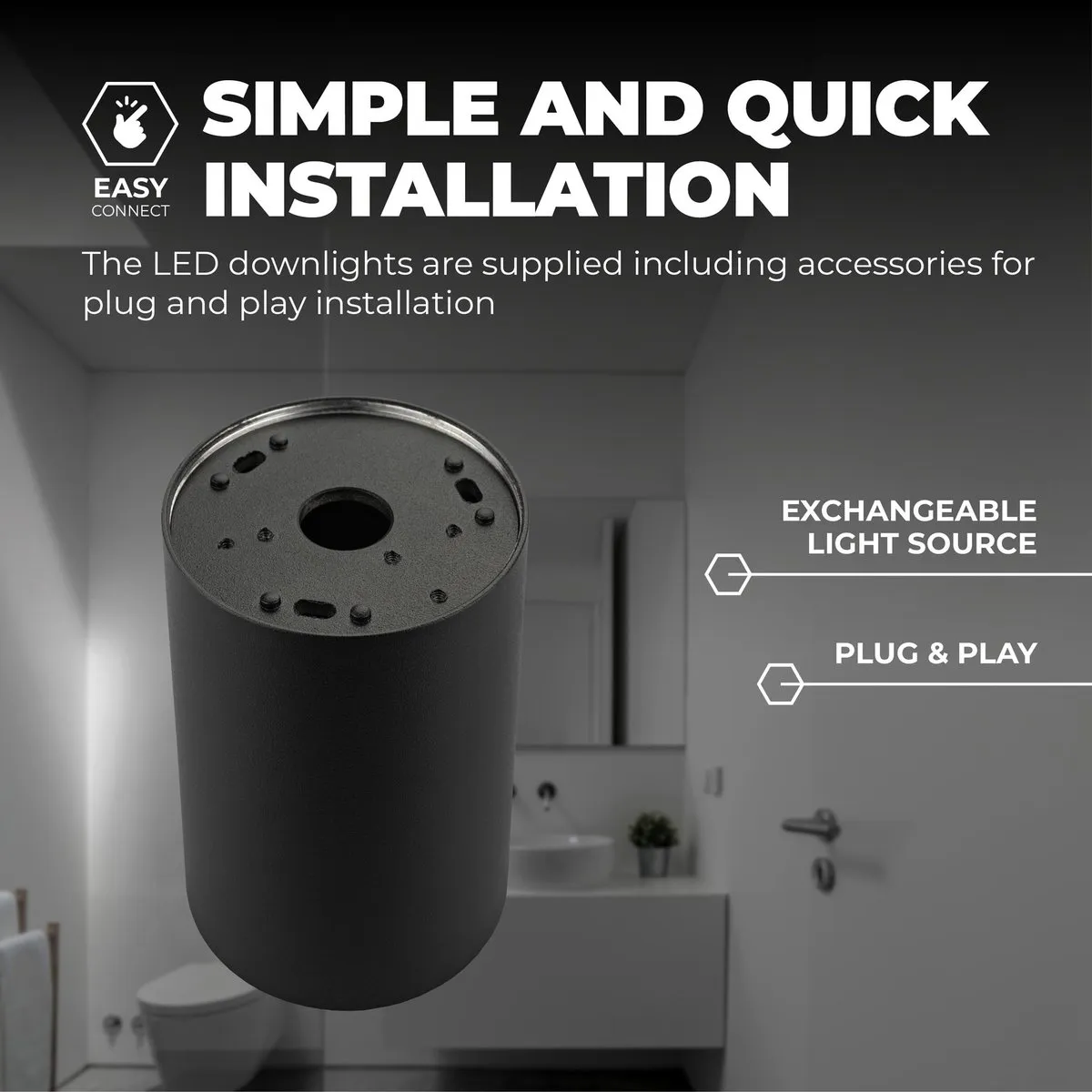 Ledvion LED Opbouwspots Dimbaar Zwart Ø80mm - 4 Stuks