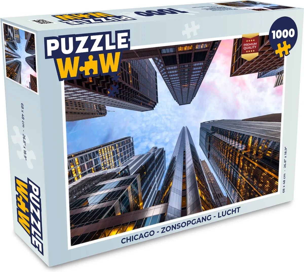 PuzzleWow Chicago Zonsopgang Lucht Legpuzzel 1000 Stuks - Multicolor
