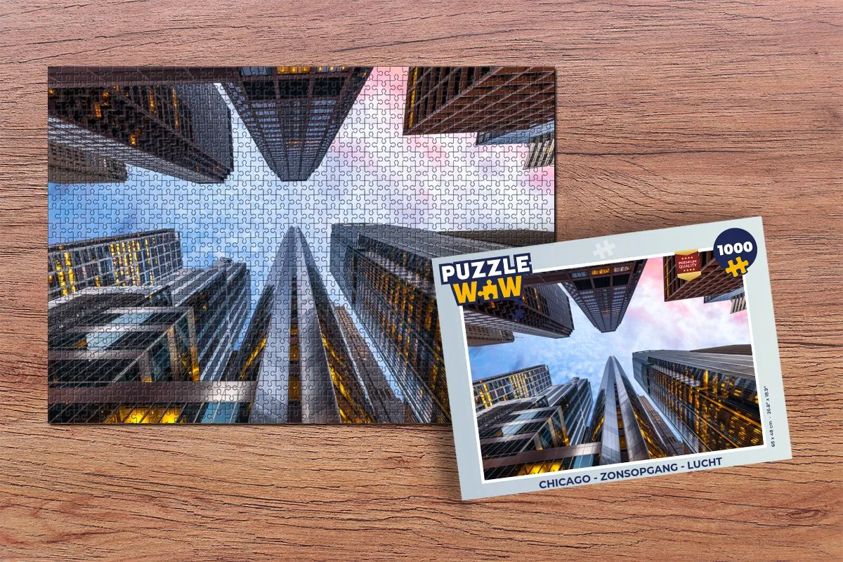 PuzzleWow Chicago Zonsopgang Lucht Legpuzzel 1000 Stuks - Multicolor