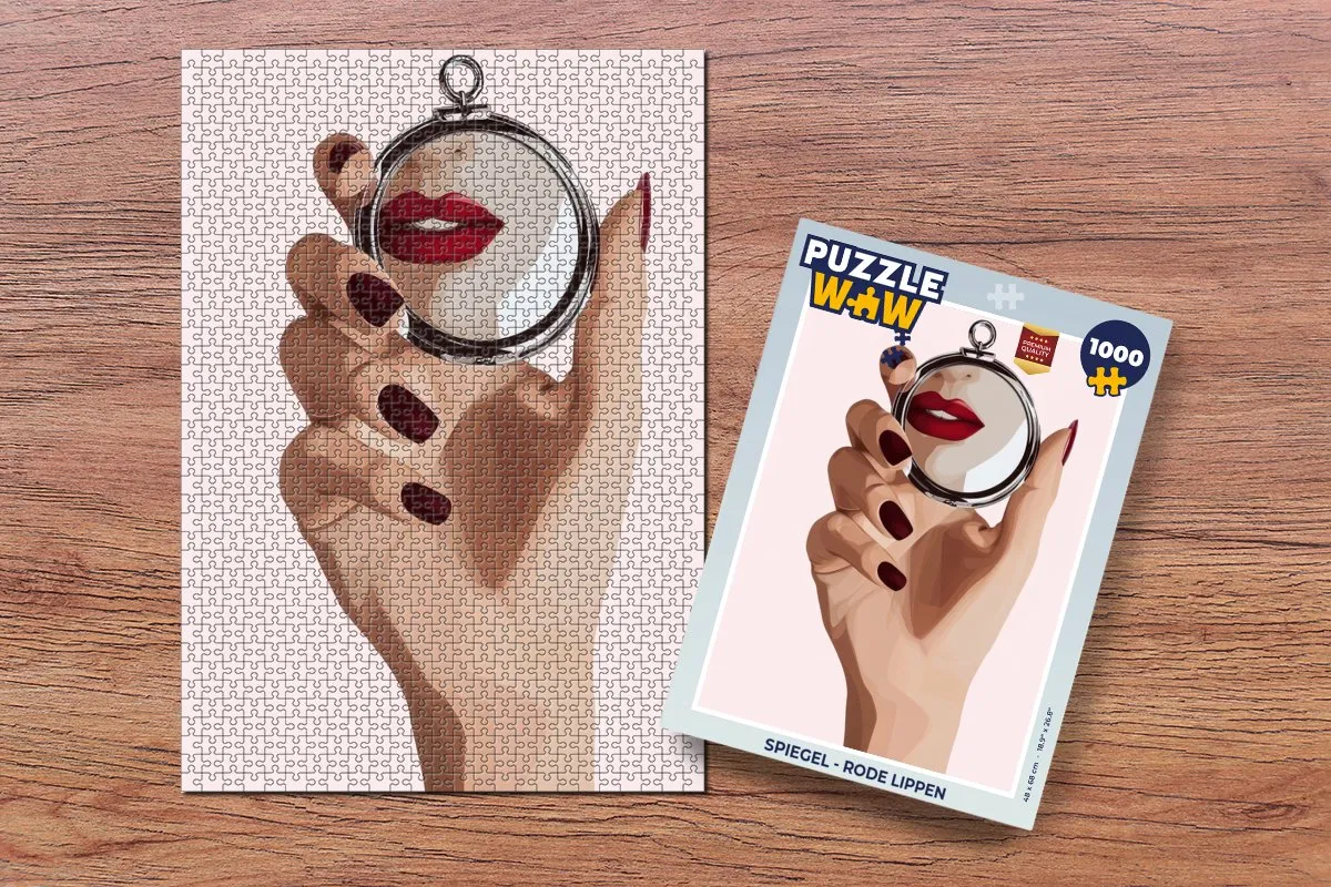 PuzzleWow Spiegel Legpuzzel 1000 Stuks - Rode Lippen