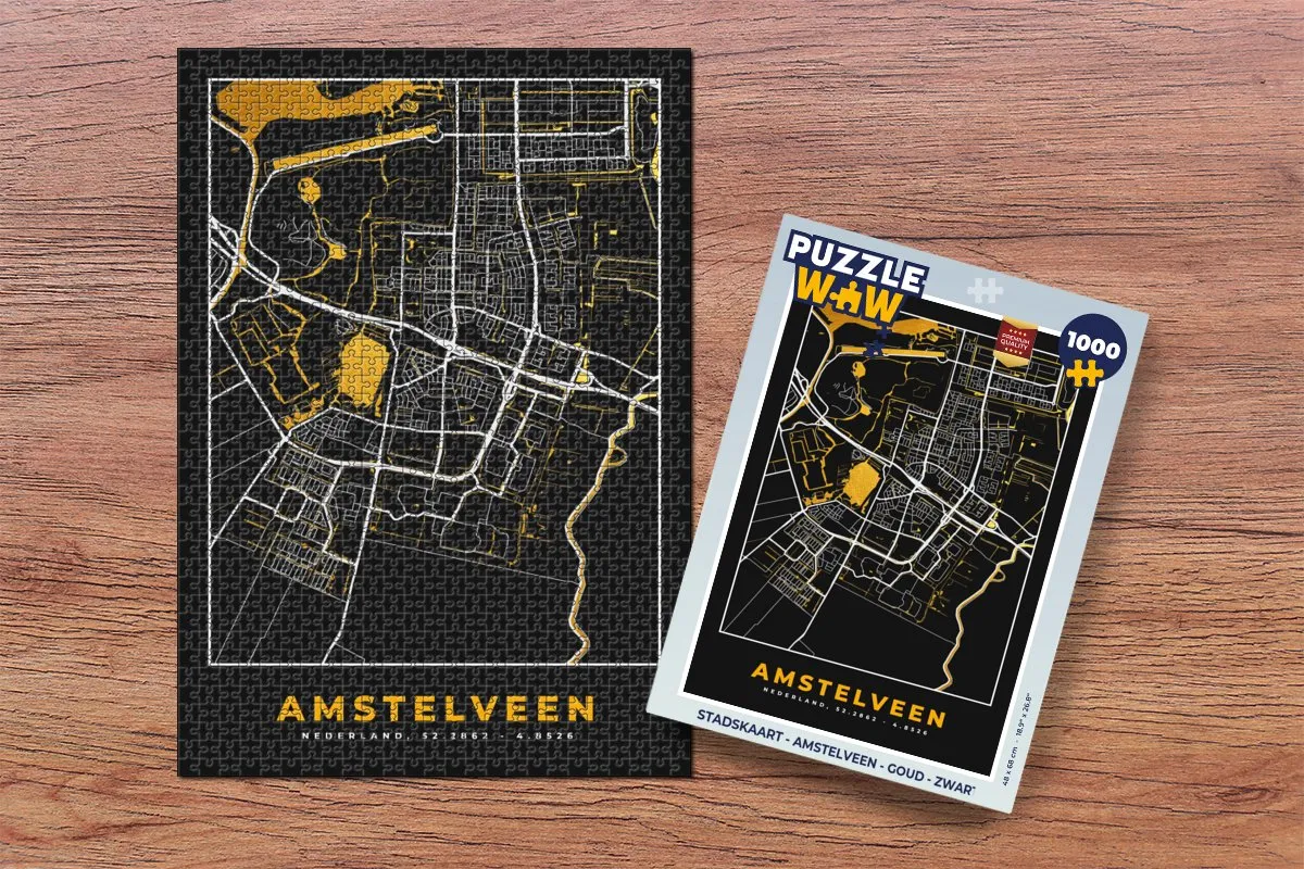 PuzzleWow Stadskaart Amstelveen Legpuzzel 1000 Stuks - Multicolor