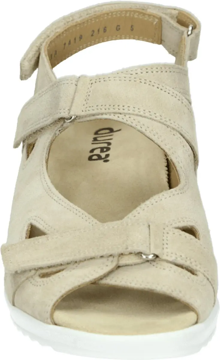 Durea 7419 G Platte Sandalen - 38 - Wit/beige