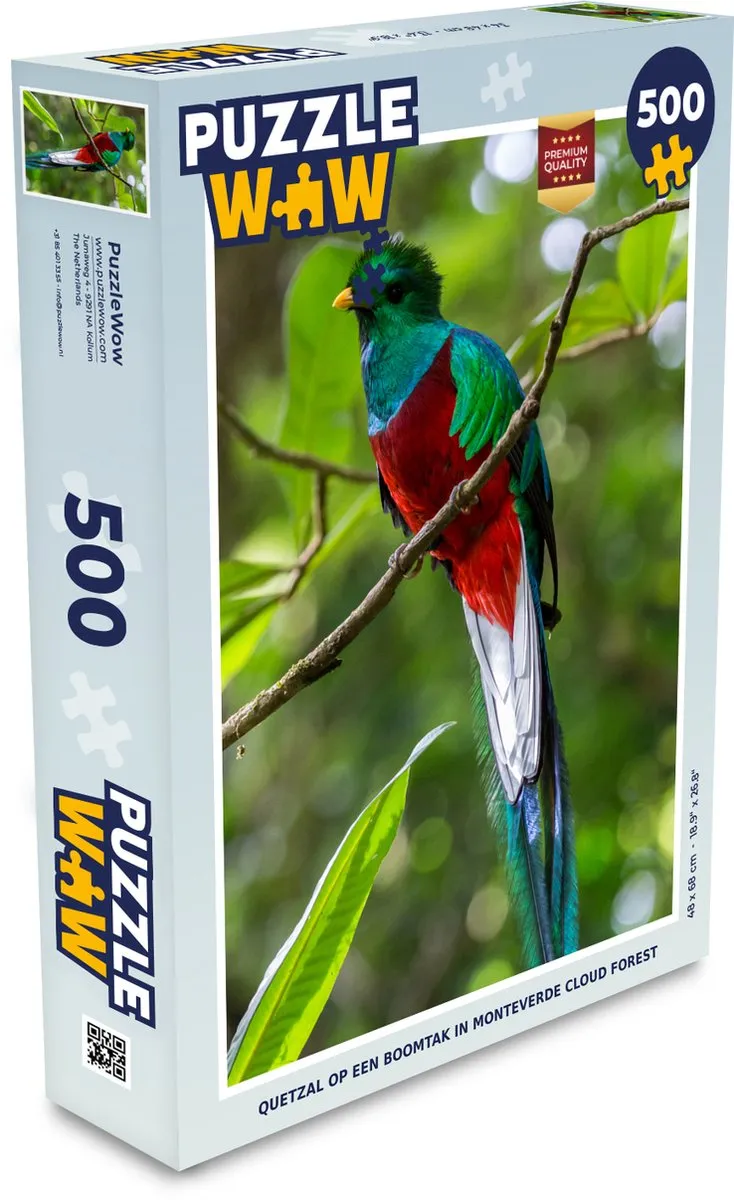 PuzzleWow Legpuzzel Quetzal Monteverde 500 Stuks - Multicolor