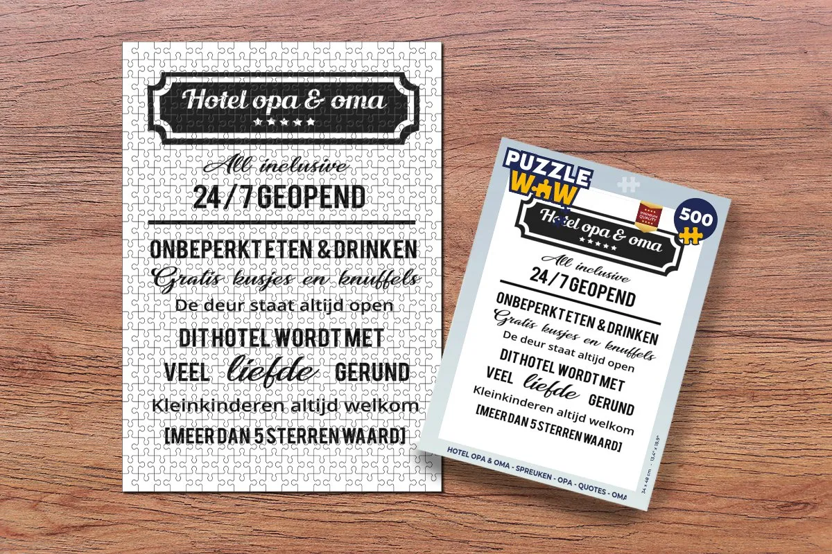 PuzzleWow Puzzel Hotel Opa & Oma Legpuzzel 500 Stuks - Multicolor
