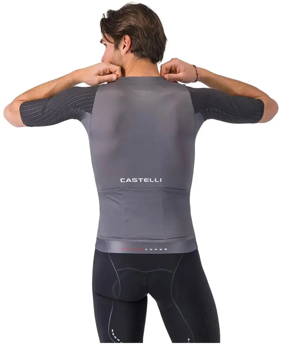 Castelli Aero Race 8s Korte Mouw Wielertrui Grijs S Man