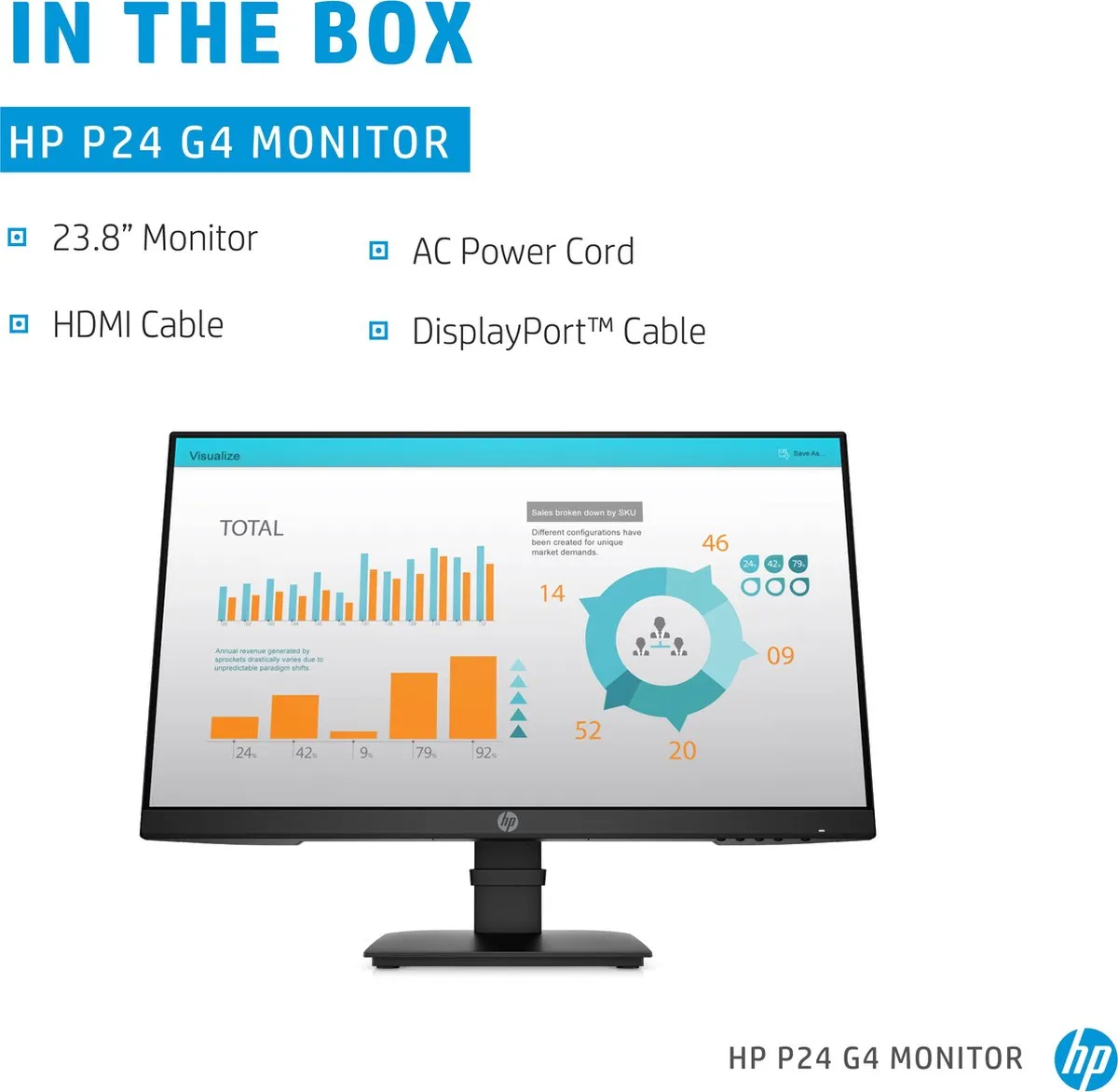 HP P24 G4 Monitor - 24 Inch Full HD IPS