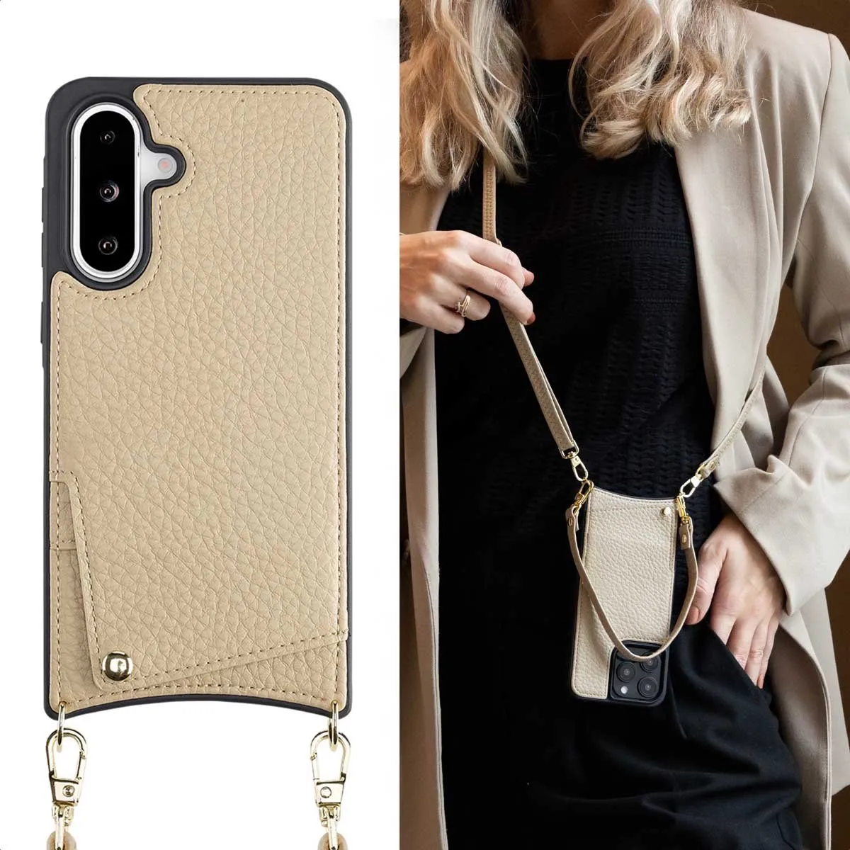 Selencia Hoesje SH00082843 - Samsung Galaxy A36/A56 - 2 Pasjes - Beige
