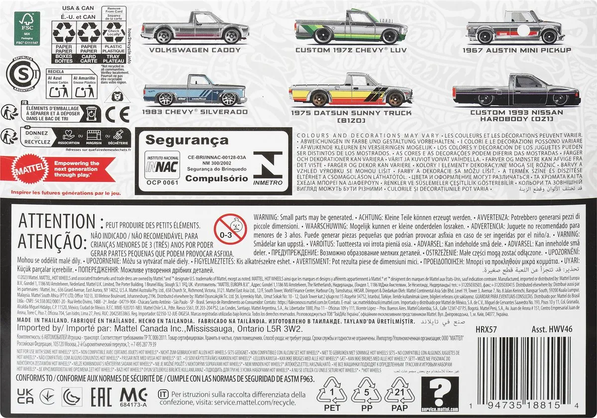 Hot Wheels Zamac Themed 6-Pack HRX57 - Meerkleurig