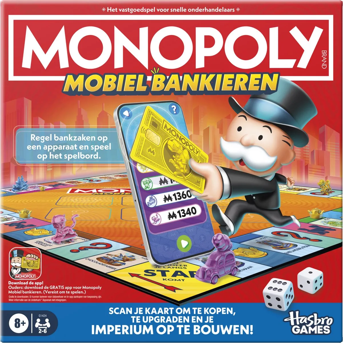 Monopoly Mobiel Bankieren Gezelschapsspel G1424 - 2-6 Spelers