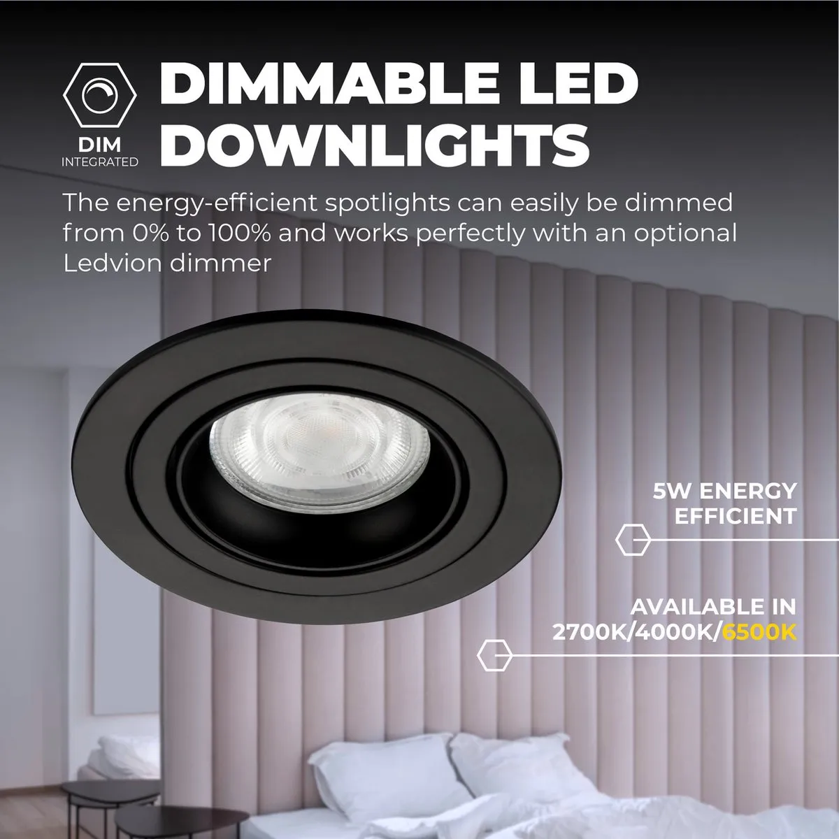 LEDVION 6X Tokyo Inbouwspot - 6 Stuks - 3W - 6500K - Zwart
