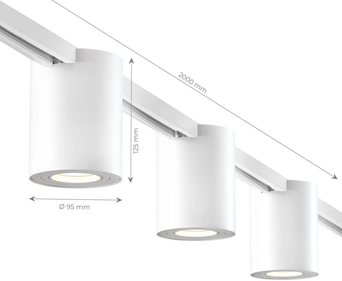Ledvion 2m LED Railverlichting Set - 6 Spots GU10 - Wit