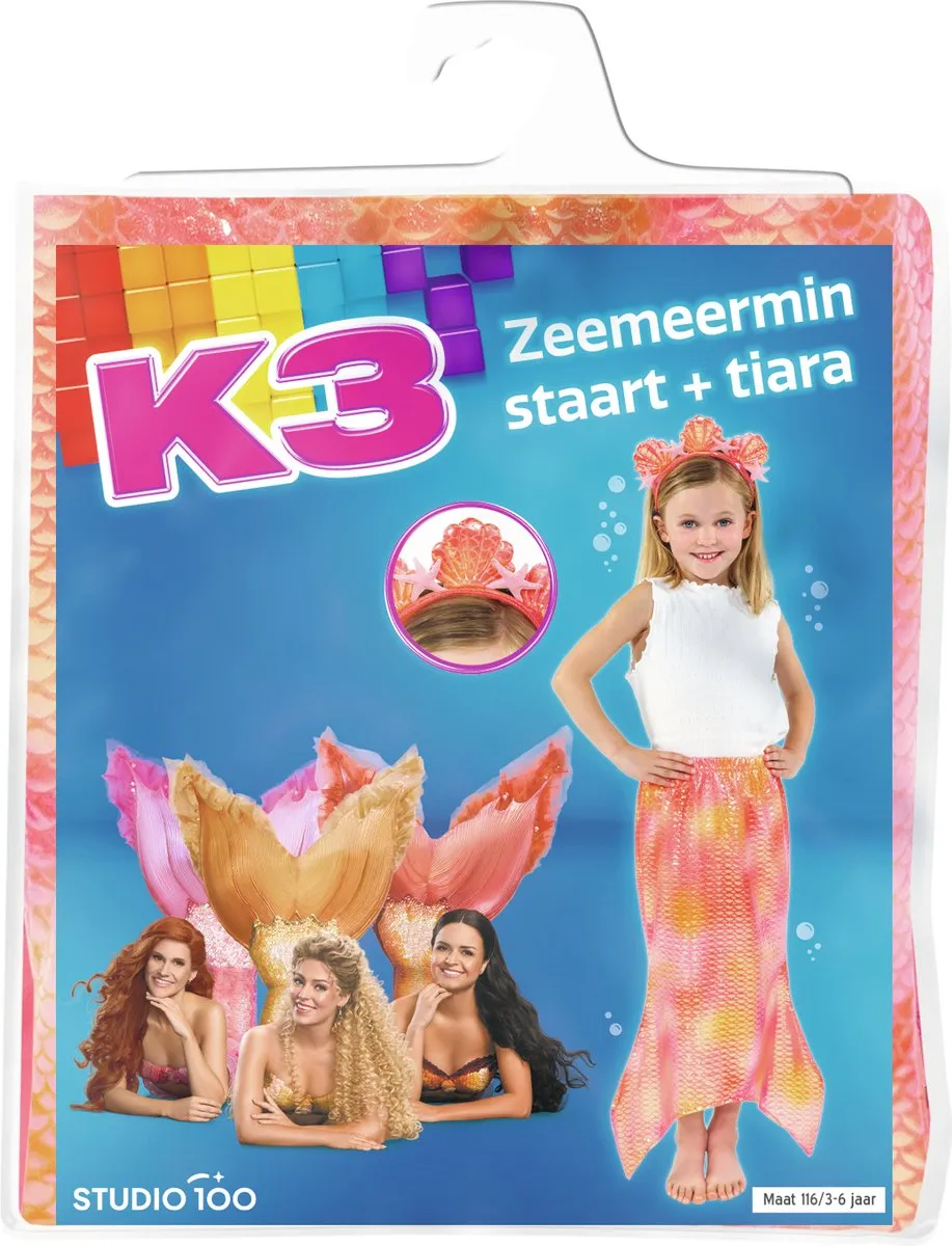 K3 Zeemeerminstaart Verkleedset - Maat 116 - Oranje/Roz