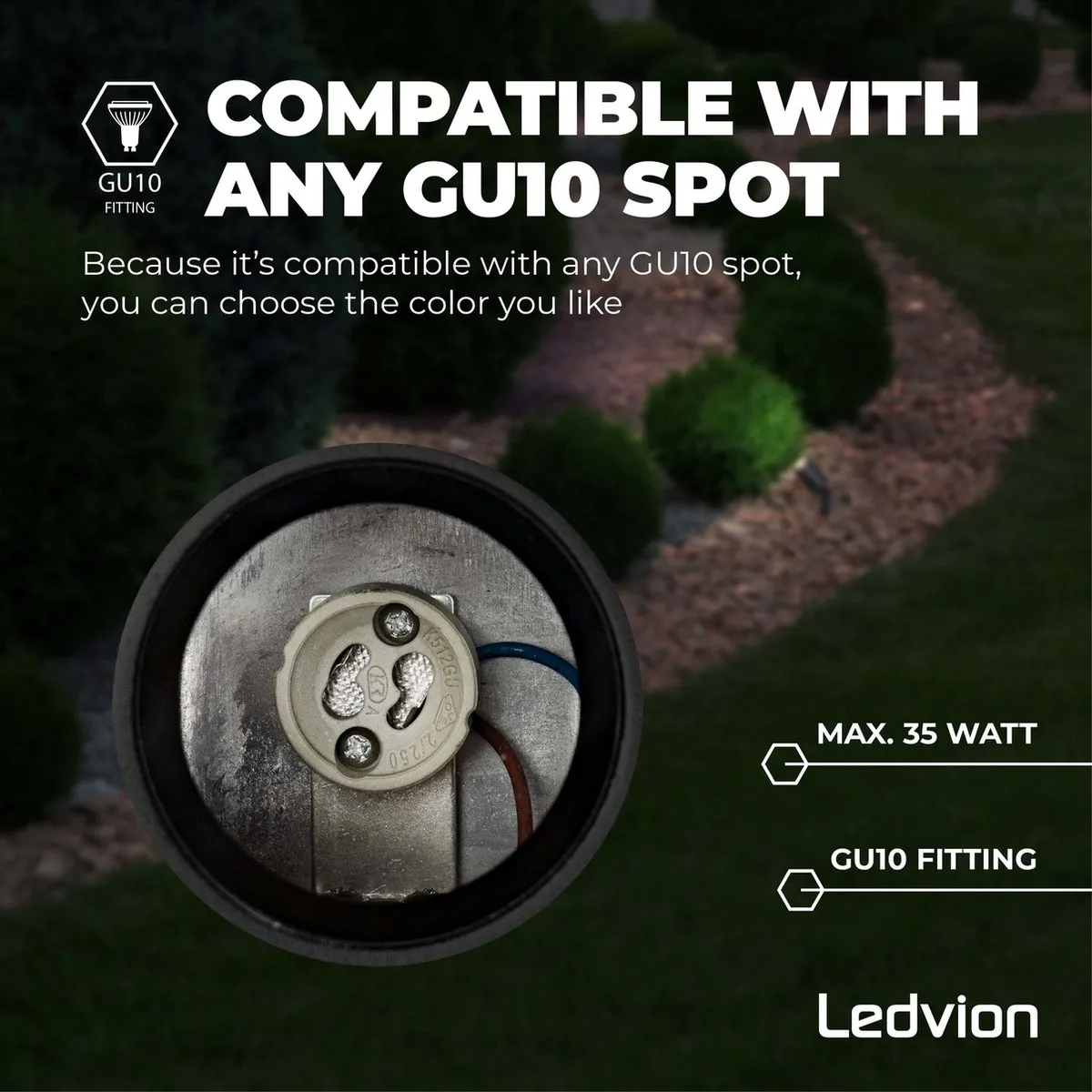 LEDVION 6x LED Prikspots 5W 4000K - Zwart