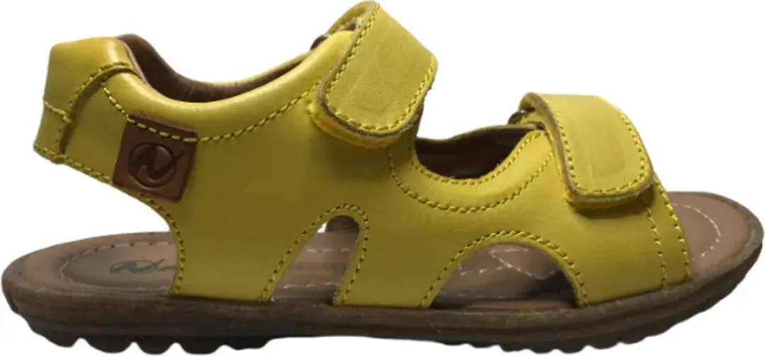 Naturino velcro's effen lederen sandalen sky geel mt 30