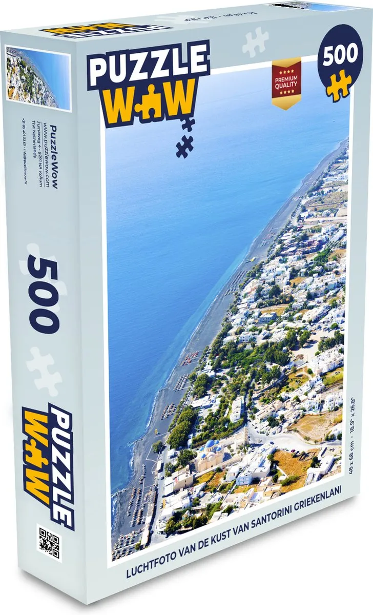 PuzzleWow Santorini Luchtfoto Legpuzzel 500 Stuks - Multicolor
