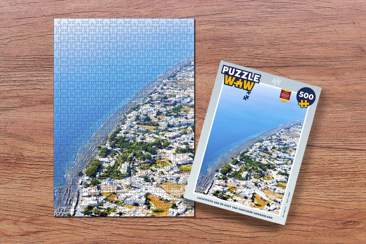 PuzzleWow Santorini Luchtfoto Legpuzzel 500 Stuks - Multicolor