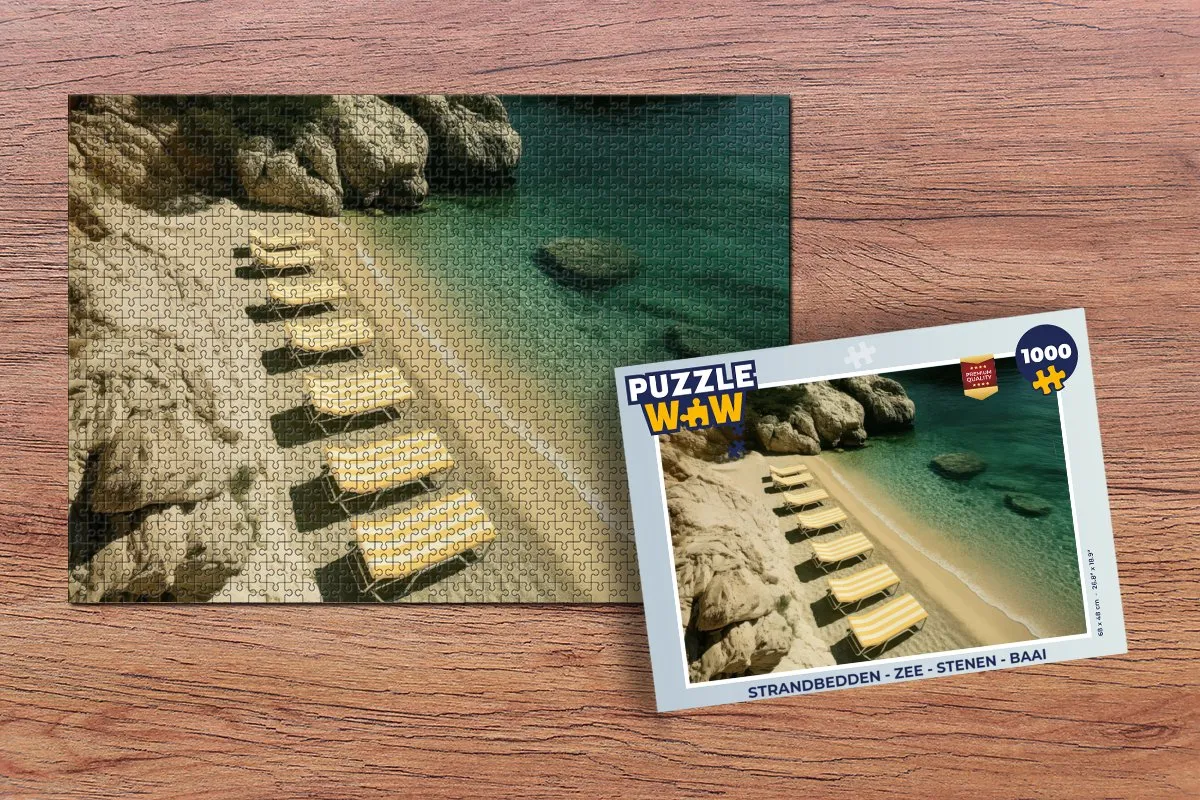 PuzzleWow Strandbedden Legpuzzel 1000 Stuks - Zee/Rotsen