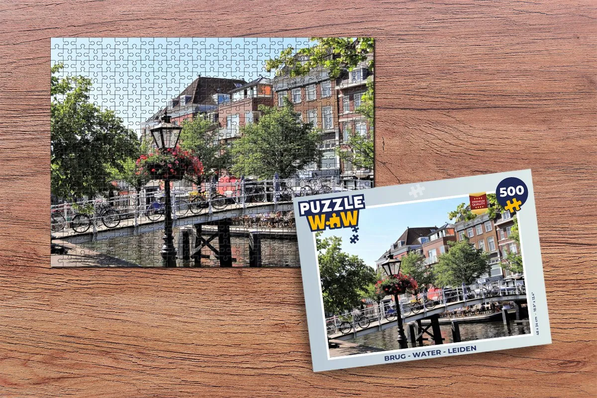 PuzzleWow Brug Water Leiden Legpuzzel 500 Stuks - Multicolor