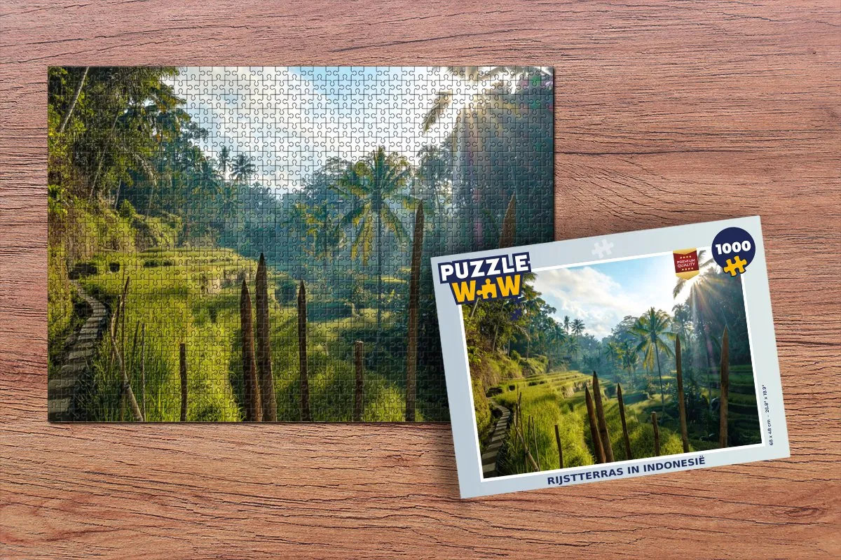 PuzzleWow Legpuzzel Rijstterras Indonesië 1000 Stuks - Multicolor