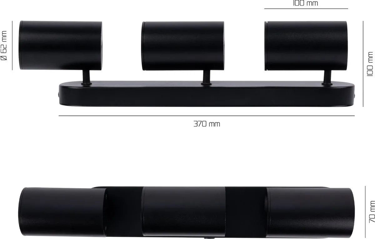 LEDVION LED Plafondspot 3x3W 2700K Zwart