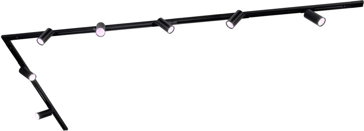 LEDVION Smart LED Railverlichting 3M - 7 Spots RGBW 4.9W - Zwart