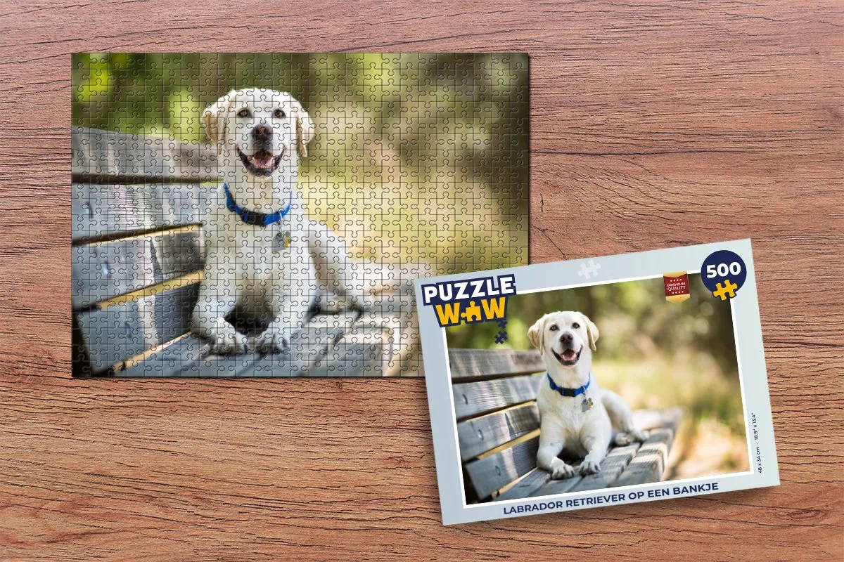 PuzzleWow Labrador Retriever op een bankje - Legpuzzel 500 Stuks - Multicolor
