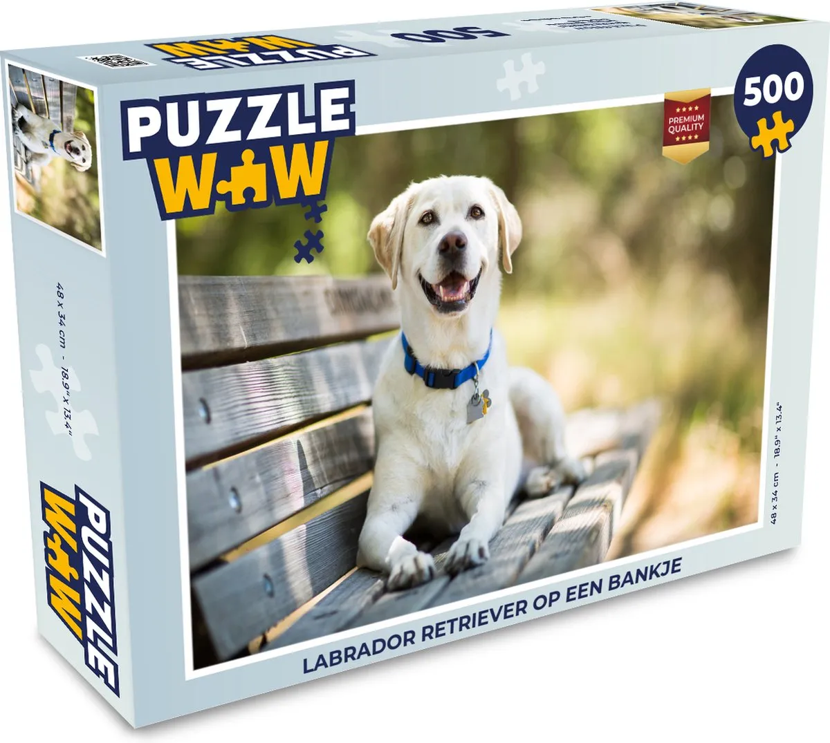 PuzzleWow Labrador Retriever op een bankje - Legpuzzel 500 Stuks - Multicolor