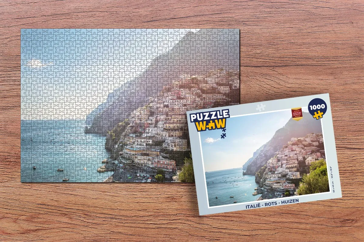 PuzzleWow Italië Rots Huizen Legpuzzel 1000 Stuks - Multicolor