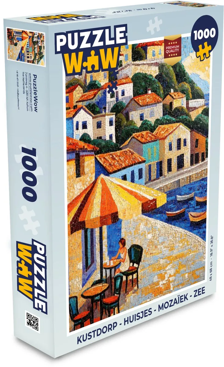 PuzzleWow Kustdorp Mozaïek Legpuzzel 1000 Stuks - Zee