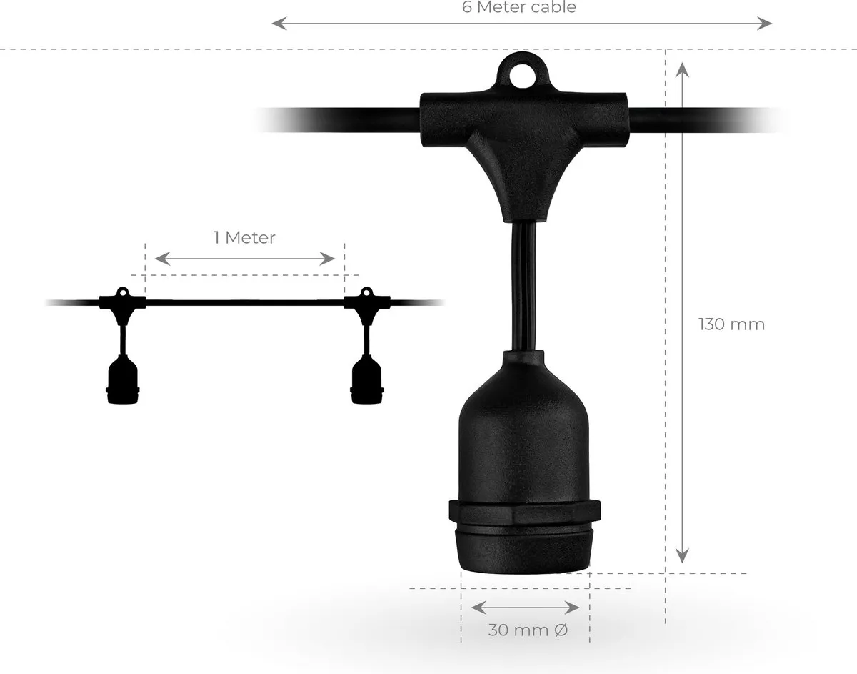 LEDVION LED Prikkabel 5M - 20 Lichtpunten - 2100K - IP65