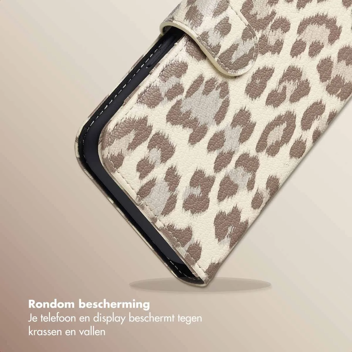 Selencia Hoesje iPhone 16e Sabi Bookcase - 3 Pasjes - Beige