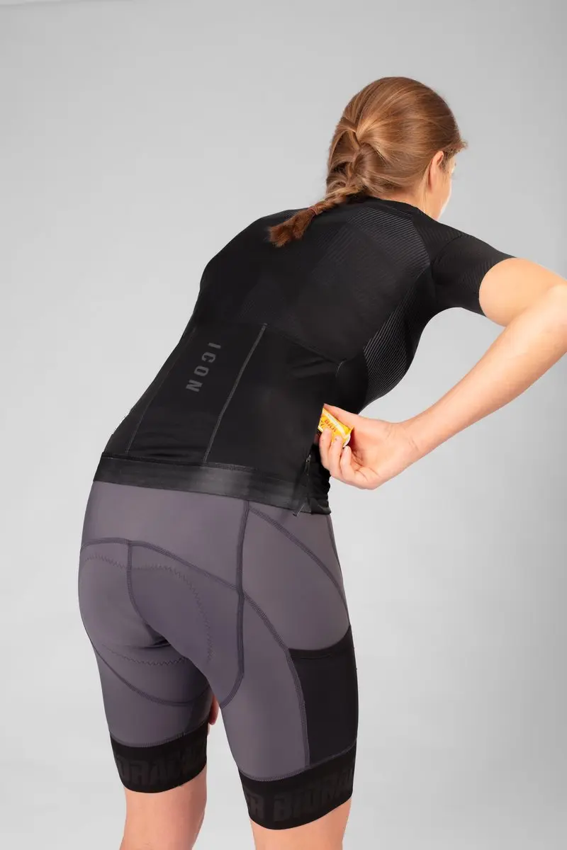 Bioracer Icon Fietsshirt Dames - Korte mouw - Maat L - Zwart