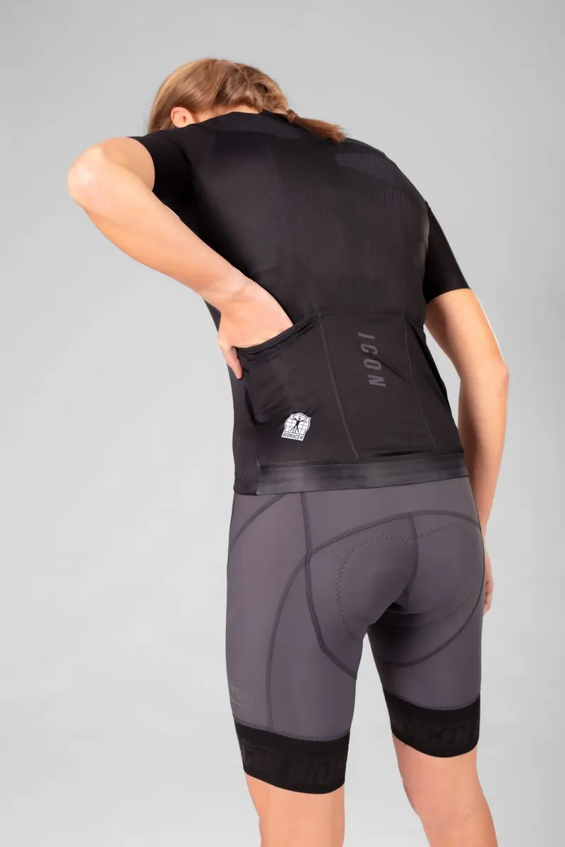 Bioracer Icon Fietsshirt Dames - Korte mouw - Maat L - Zwart