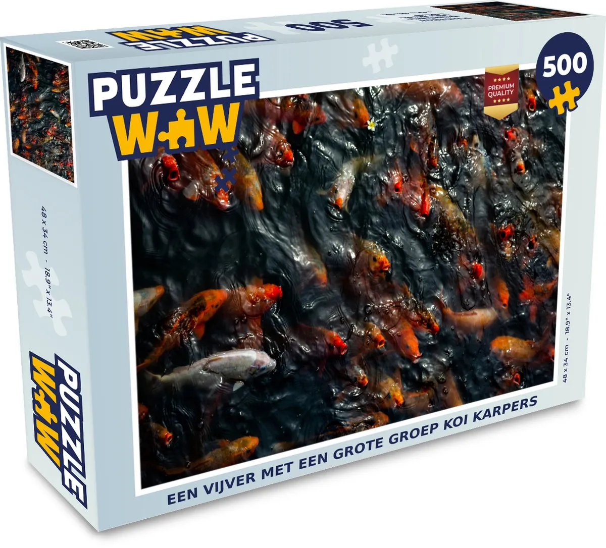 PuzzleWow Legpuzzel Een Vijver met Koi Karpers 500 Stuks - Multicolor