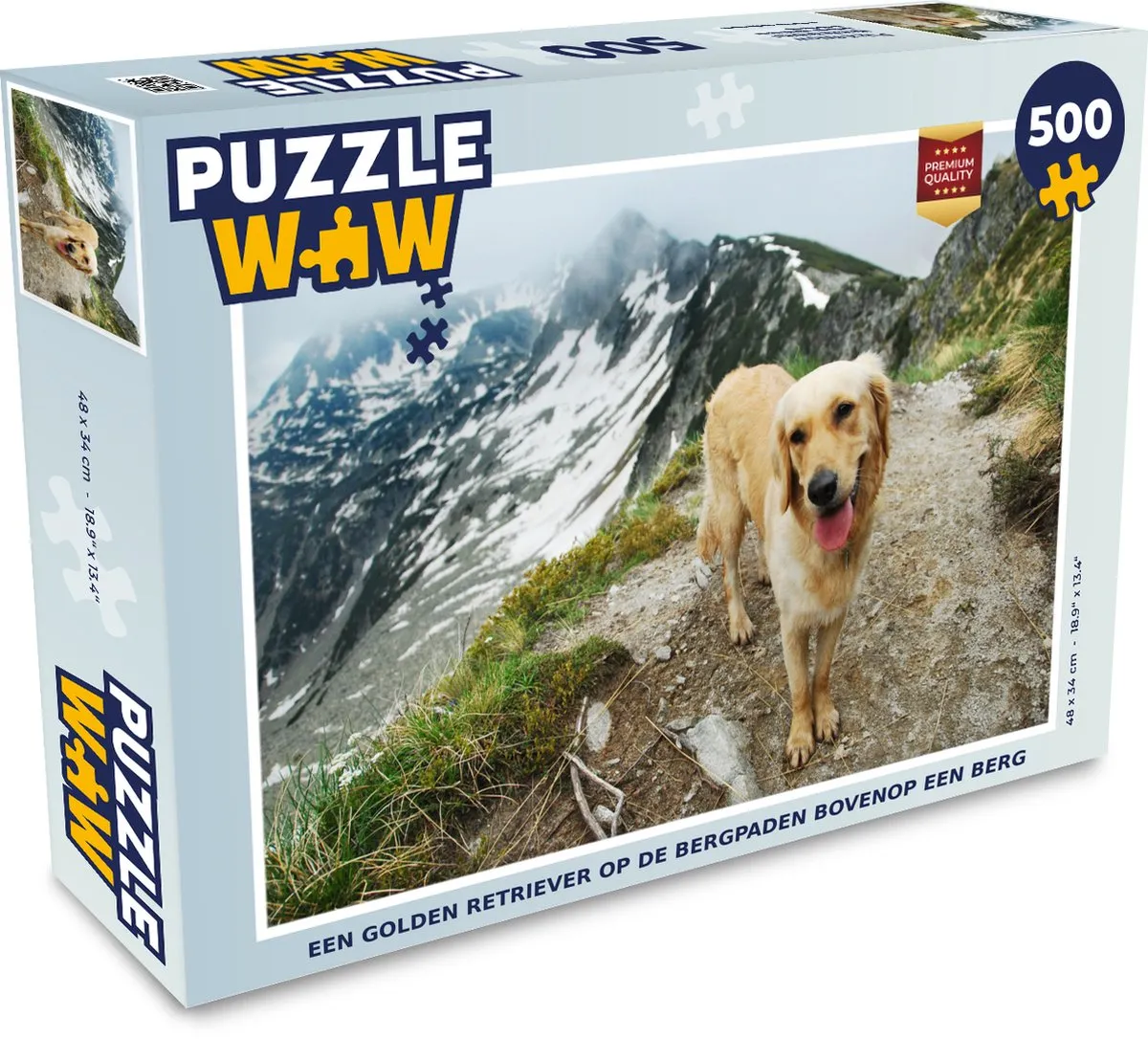 PuzzleWow Legpuzzel Golden Retriever Bergpaden 500 Stuks - Multicolor