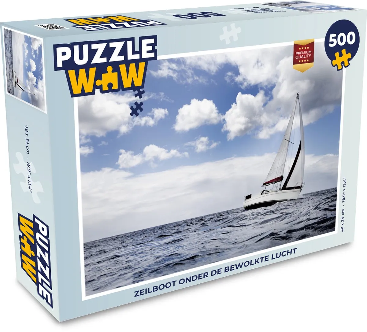 PuzzleWow Legpuzzel Zeilboot onder Bewolkte Lucht 500 Stuks - Multicolor