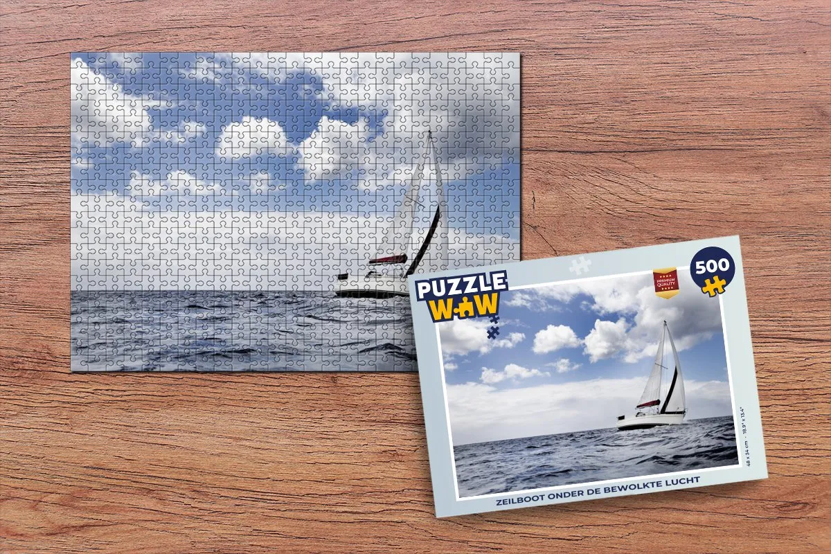 PuzzleWow Legpuzzel Zeilboot onder Bewolkte Lucht 500 Stuks - Multicolor