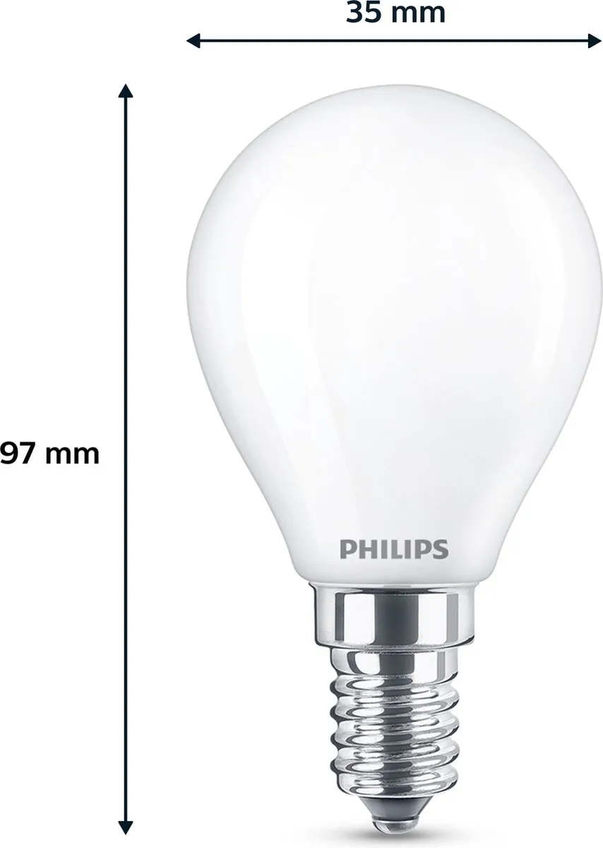Philips LED Kogellamp E14 Warmwit 4.3W Mat - 2 Stuks