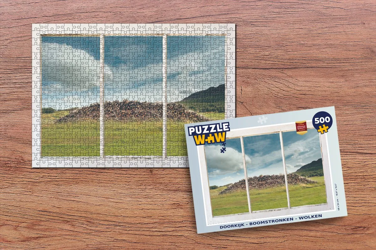 PuzzleWow Doorkijk Boomstronken Wolken Legpuzzel 500 Stuks - Multicolor