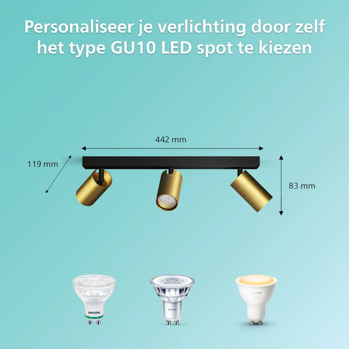 Philips Idris Spot Plafondlamp 3x5W - Messing - IP44
