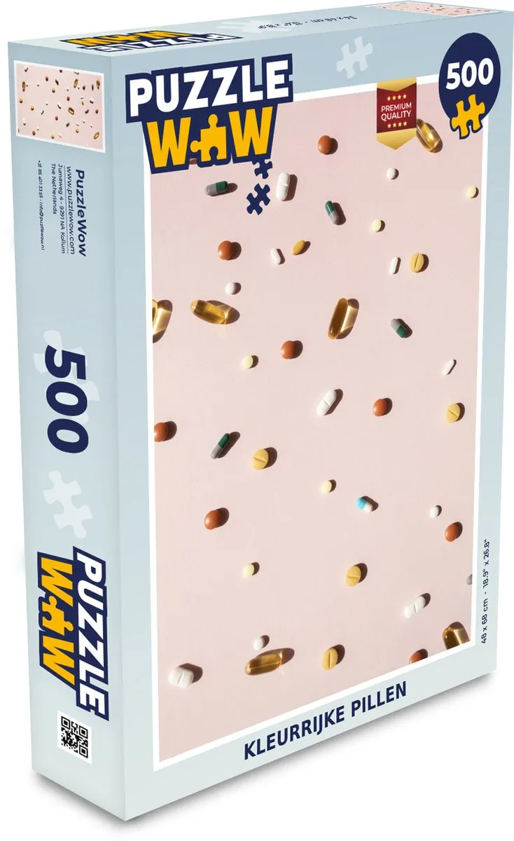 PuzzleWow Kleurrijke Pillen Legpuzzel 500 Stuks - Multicolor