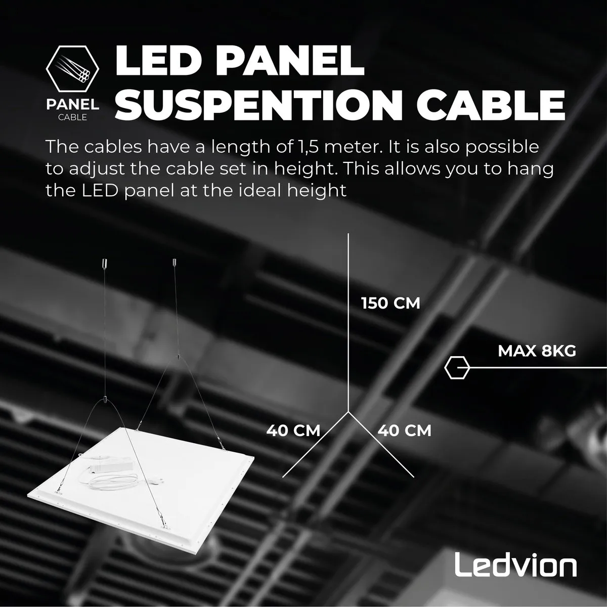 Ledvion Voeding voor LED Paneel tot 150cm - Wit