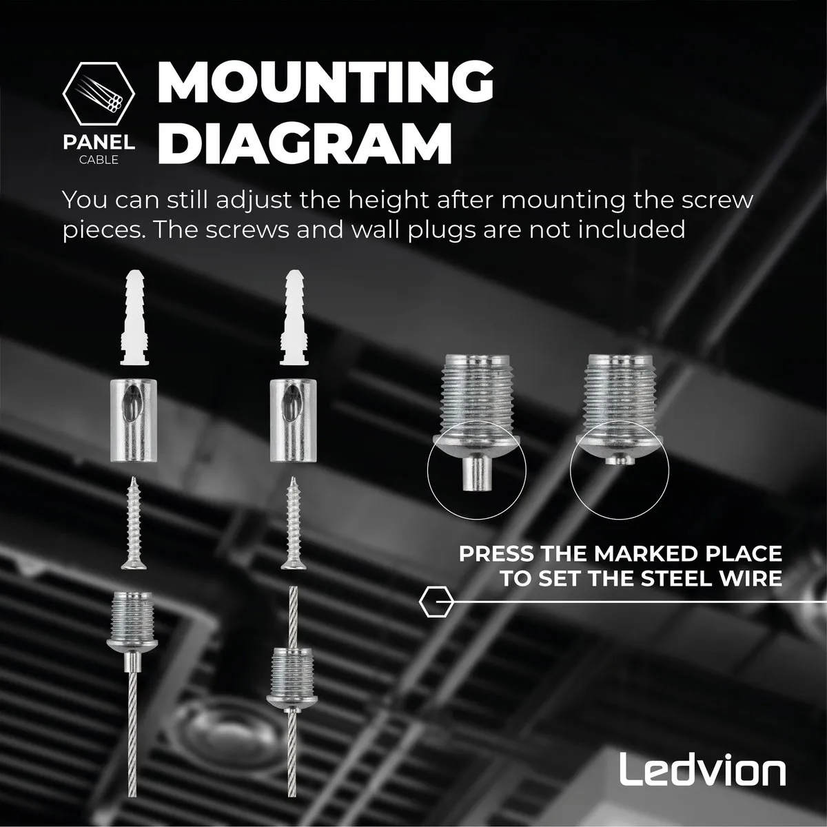 Ledvion Voeding voor LED Paneel tot 150cm - Wit