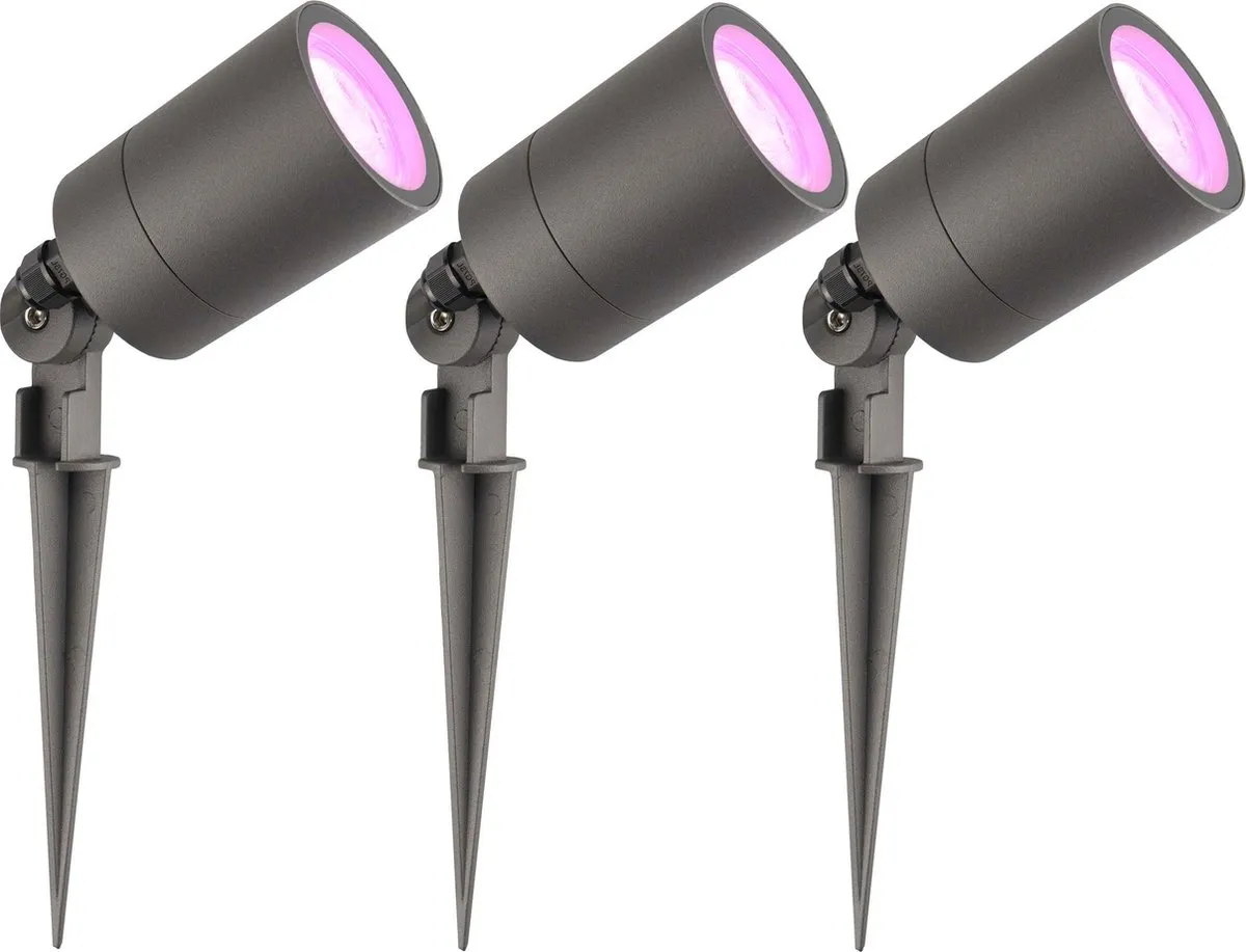 LEDVION 3X RGBWW LED Prikspots Antraciet IP65