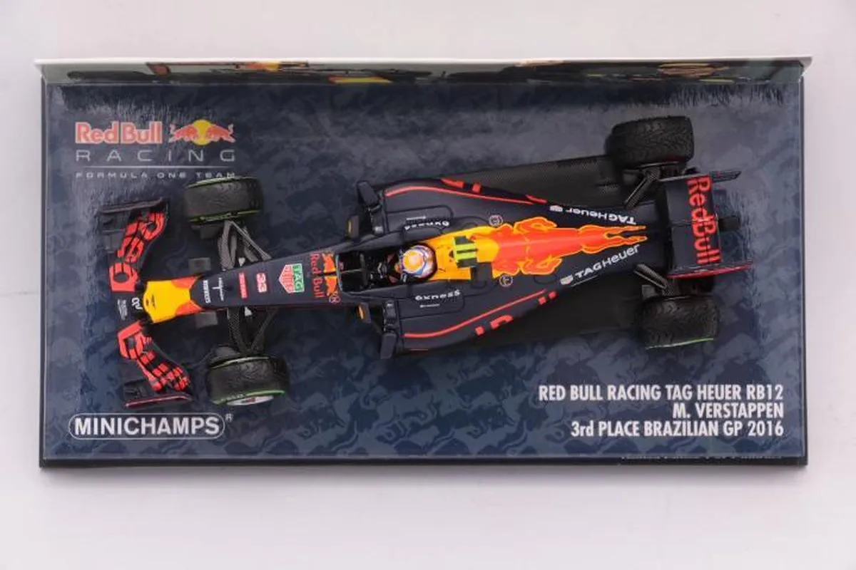Formule 1 Minichamps Red Bull RB12 Max Verstappen 2016 GP Brazilië 1:43 - Blauw/Rood/Goud - afbeelding 6 van 6