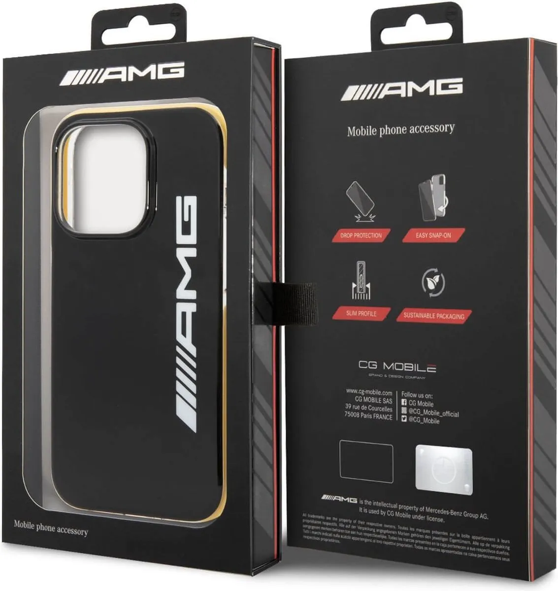 Mercedes-AMG Back Case PC/TPE iPhone 14 Pro - Zwart/Geel