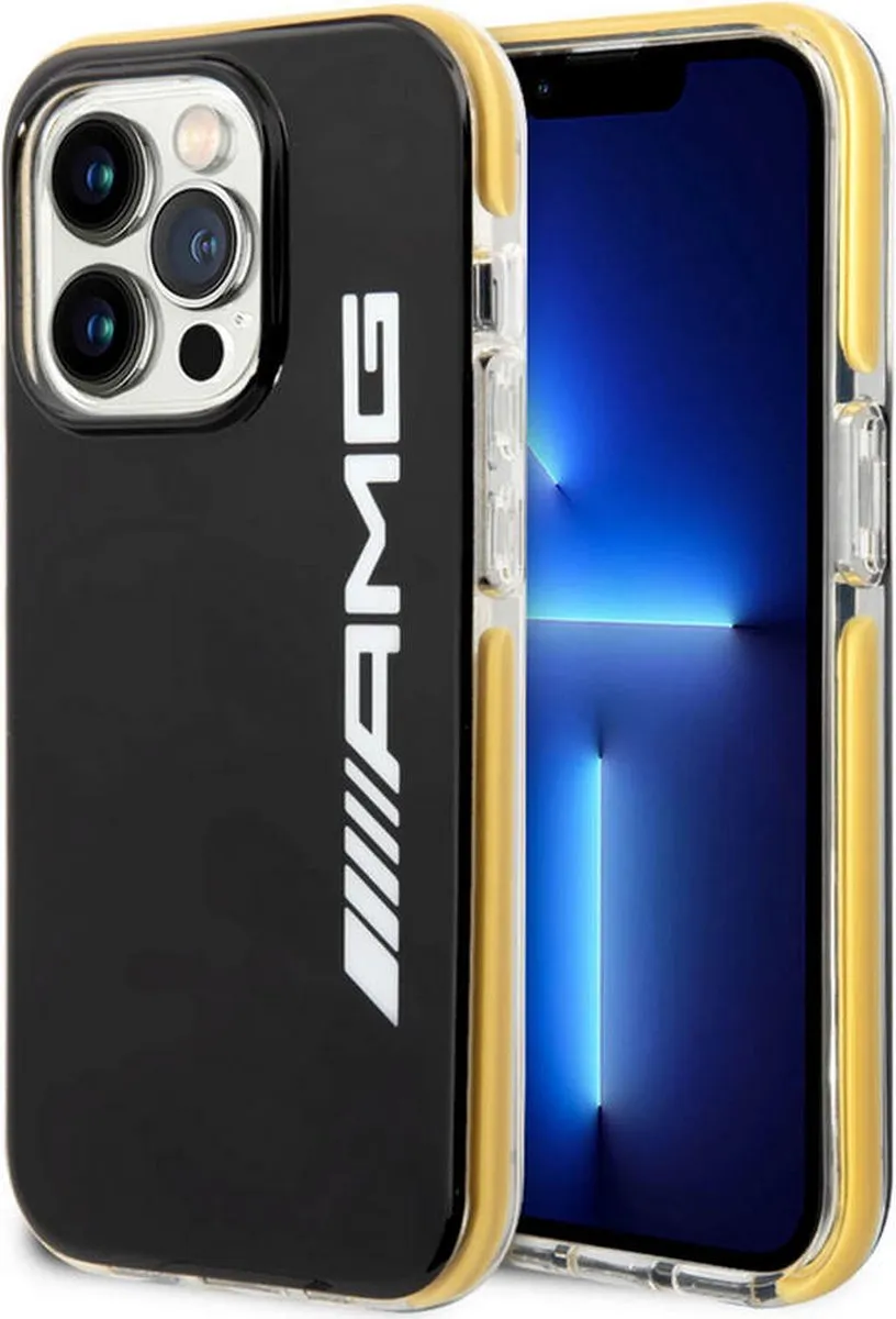 Mercedes-AMG Back Case PC/TPE iPhone 14 Pro - Zwart/Geel